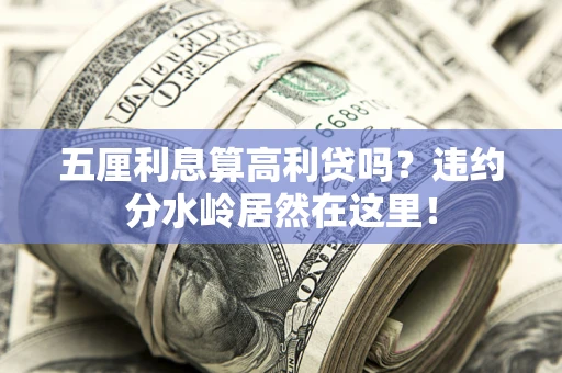 武汉五厘利息算高利贷吗？违约分水岭居然在这里！