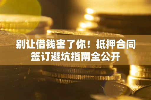 武汉别让借钱害了你！抵押合同签订避坑指南全公开